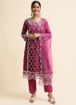 Faux Georgette Wine Traditional Wear Zari Work Straight Suit